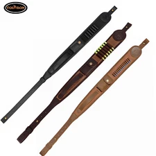 Tourbon Canvas Leather Rifle Sling Firearm Carry Strap .22LR/308/30-30 Ammo Slot