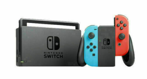 Nintendo Switch Konsole mit neonblau/neonrot Joy-Con Controllern, 2017 - Bild 1 von 1