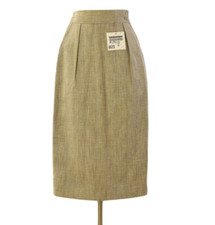 60s Vtg Pleated Silk Academia Pencil Skirt Crosshatch Gray Preppy XS High Waist