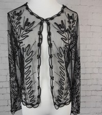 * Marina Bresler Women's Sheer Mesh Black Embroidered Jacket Sz S Bxn