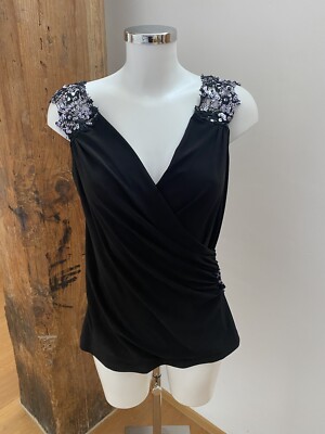 Angie the Event Collection Glamour Top Shirt Schwarz Pailletten Gr. M Party