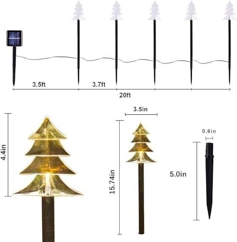 Christmas Solar Pathway Lights, Set of 5 Waterproof Landscape Christmas Lights - Picture 3 of 7