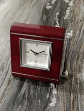 Office Editions Mahogany Clock Pen Stand Includes Silver Finish Pen OM96128 New