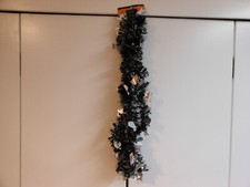 Greenbrier "Halloween Silver Ghost On Black Tinsel Garland" 9 Feet Strand