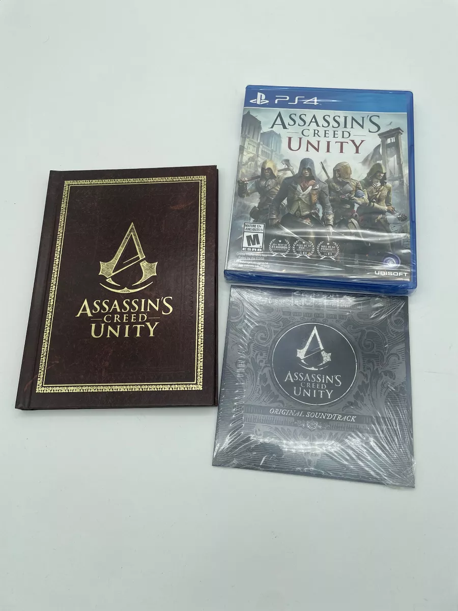 Kit assassins creed unity jogo ps4 bandeira cd caixinha de musica