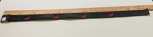 Navy Cotton Webbed 2-Ring Belt with Red Embroidered Scorpions Adjustable to 28" - Picture 3 of 4