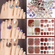 22 Tips Toenail Sticker Full Nail Wraps 3D Glitter Foil DIY Manicure Nail Decal