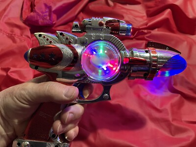 Rinco Light-Up Space Gun with red LED, Chrome and Red, used, model