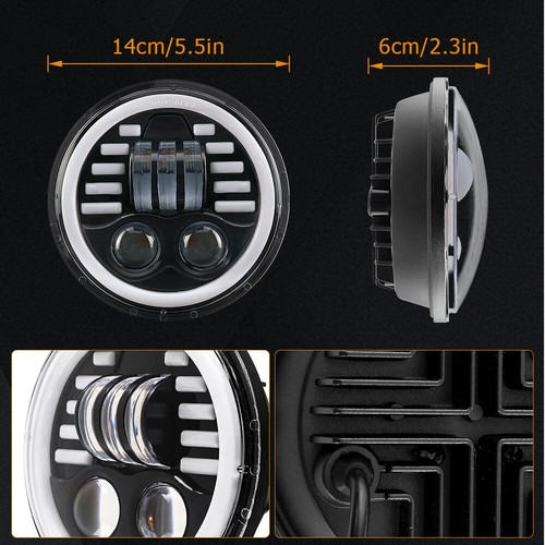 4PCS 5.75" LED Headlights Hi-Lo DRL Turn Lamp For Peterbilt 359 348 Buick Chevy - Picture 5 of 12