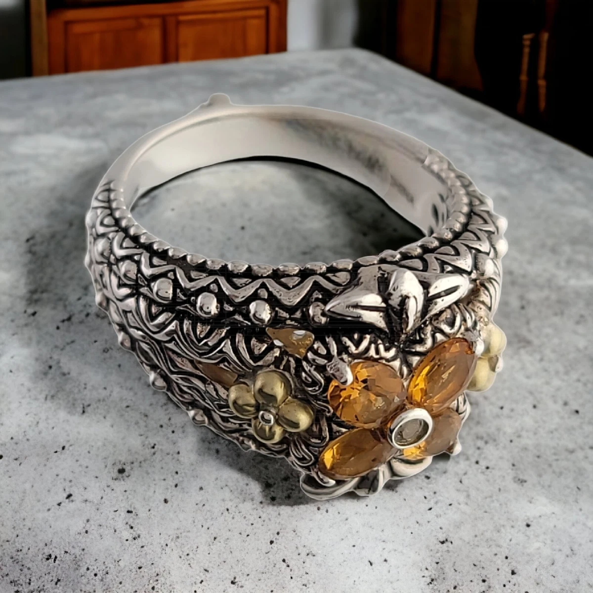 Sterling Silver 18K BARBA BIXBY Ring w Citrine Floral design eBay