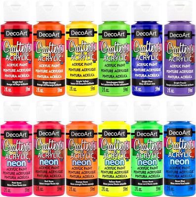 DecoArt Crafter's Acrylic Paint Set, Water-Based & Non-Toxic - 12 PC