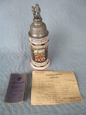 Set Reservistenkrug 1912-14 mit dazugeh&ouml;rigen orig. Milit&auml;rpass & Entlassungs.