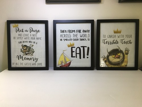 Where The Wild Things Are Framed Prints for Nursery or Playroom Set of 3 8 x 10