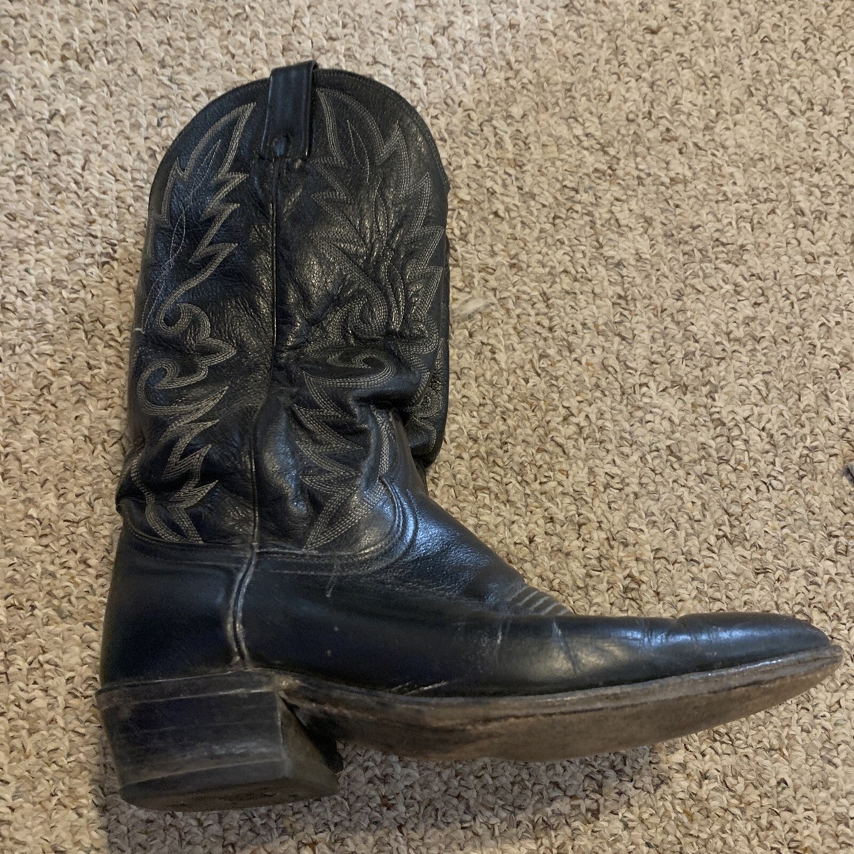 Bottes Western Dan Post 10D - Cuir Noir Cousues - Unisexe - Style Cowboys Rodéo - Occasion
