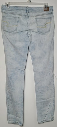 American Eagle Jeans Womens Sz 8 Light Blue Stretch Pants Skinny Distressed - Picture 10 of 16
