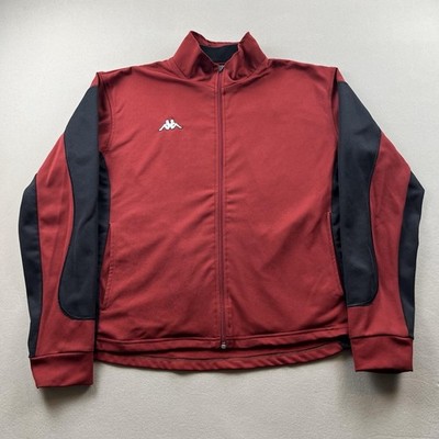 Vintage Kappa Track Jacket Mens Medium Red Black Logo Sportswear Full Zip y2k