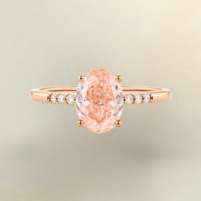 Fancy Vivid Pink 2,05 Karat IGI Lab Created Ovalschliff 18k Rotgold Diamantring