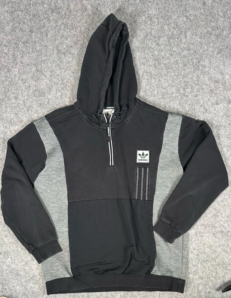 Adidas Originals ID96 1/4 zip hoodie black and grey heather Hoodie Size XL