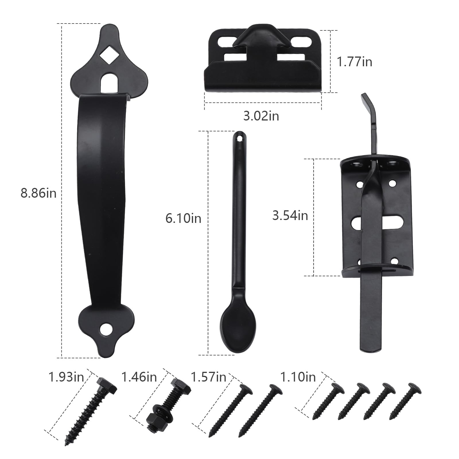 Thumb Gate Latch Heavy Duty Self Locking Door Latches and 9"Handle Kit Steel