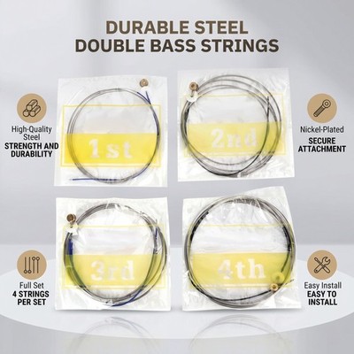 IRIN Double Bass Strings 4pcs Durable Steel Color Coded Black & Blue