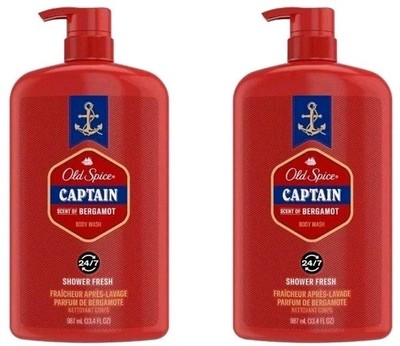 66.8 oz Lot - Old Spice Men Captain Bodywash Pump Body Wash Shower Gel Soap 