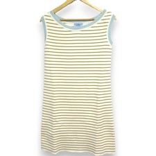 PRADA Striped Pattern Knit Sleeveless Mini Dress 42 Ivory Green Women USED
