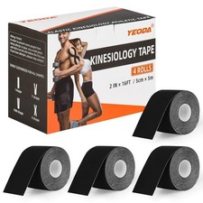 Kinesiology Tape 4 Rolls, Original Cotton Elastic Premium Athletic Tape,16.4 ...