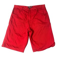 Southpole Shorts Mens 37x13 Red Denim Cargo Y2K Streetwear Baggy Twill