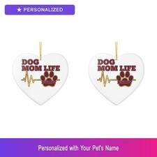 Custom Dog Set of 2 Ornament Personalized Pet Name Lover Owner Gift