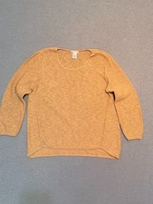 AVALIN Camel Cotton Sweater "One Size" Made in USA Coastal Boho Timeless Neutral
