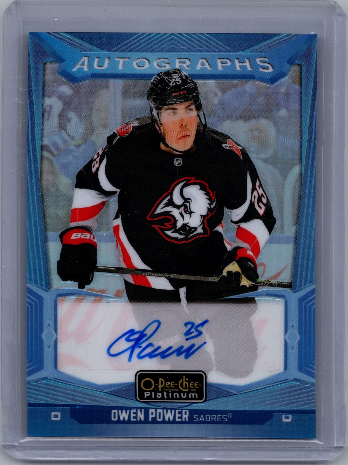 2024-25 O-Pee-Chee Platinum #BA-OP Owen Power Blue Rainbow Autographs
