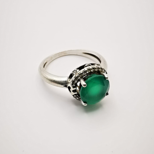 Jade Angel Thailandia Argento Orecchini con Marcasite e Agata Verde