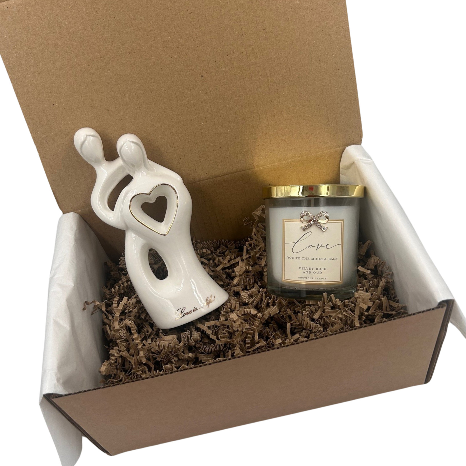 Love White & Gold Wedding Anniversary Gift Box Treat Box
