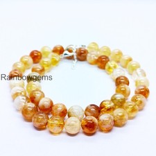 Yellow Citrine Necklace 8mm Round Beads, AAA Natural Citrine Gemstone Necklace,