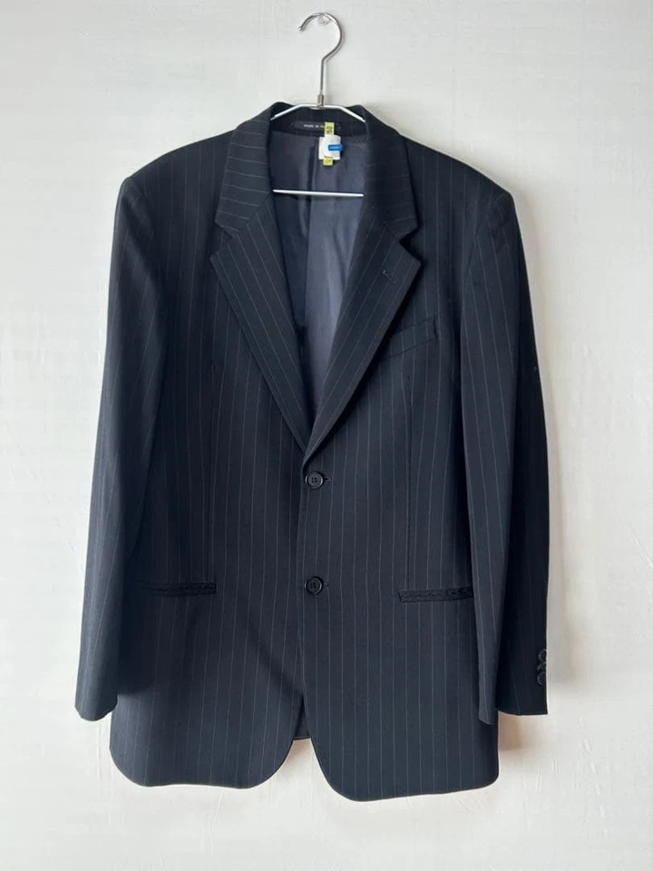 Ensemble costume vintage à rayures en laine Emporio Armani taille 48 veste... - Photo 2/4