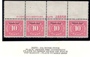 U.S. - R270 - Plate Number Strip of 4 - Very Fine - Never Hinged