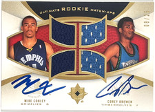 2007-08 UD Ultimate Rookie Matchups Mike Conley/Corey Brewer Auto RC #URM-BC /25