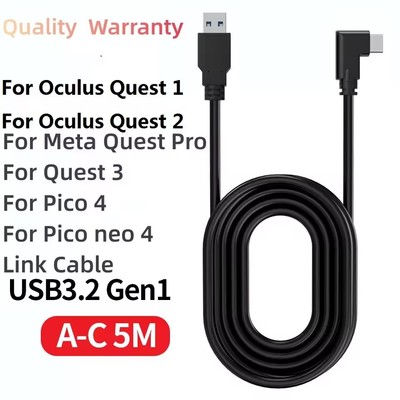 5M Link Type C Cable for Meta Quest Pro Quest3 USB 3.2 Gen1 Cable Data Transfer