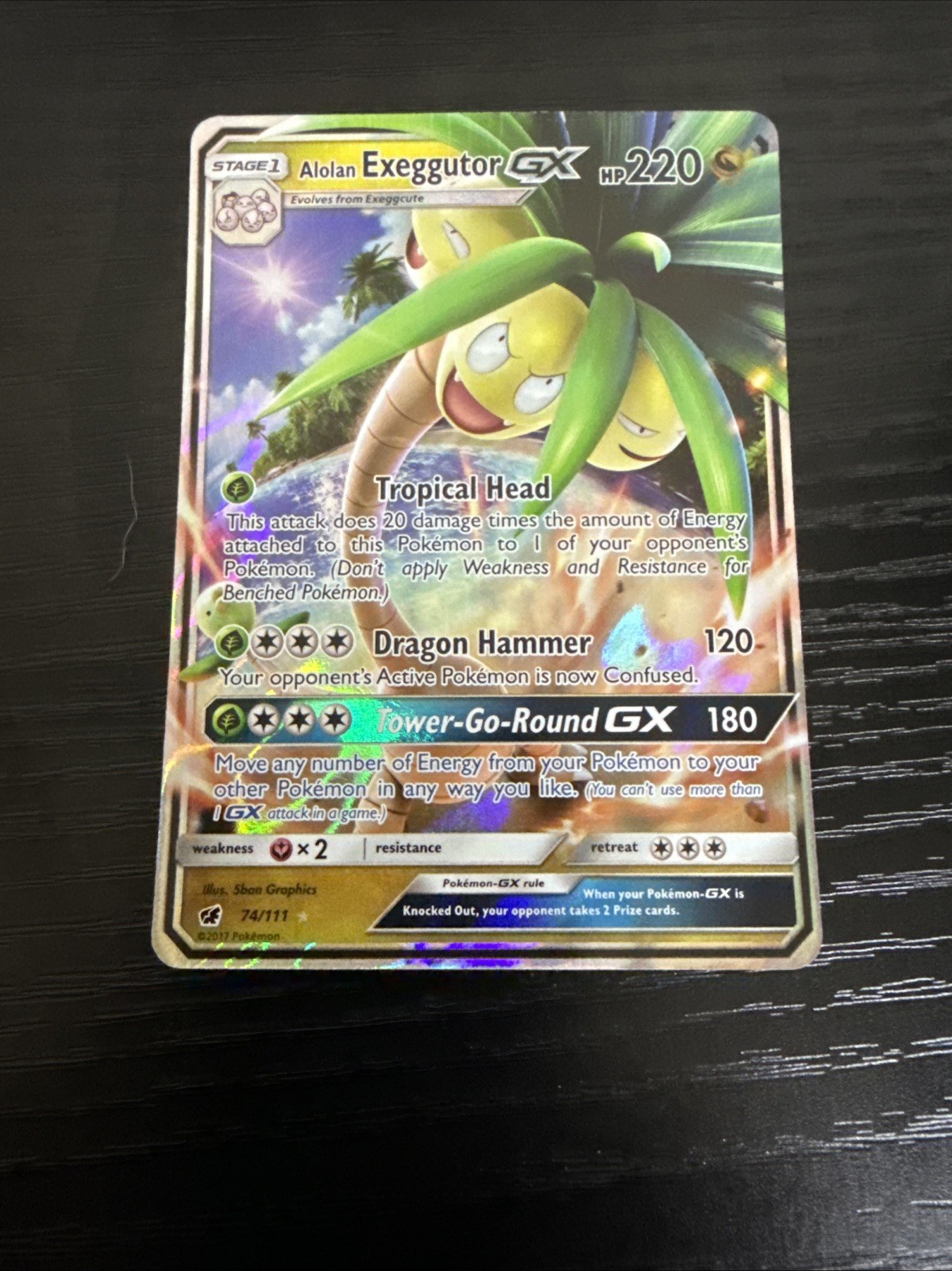 Pokémon TCG Alolan Exeggutor GX Holo 74/111 Sm-Crimson Invasion, Near Mint