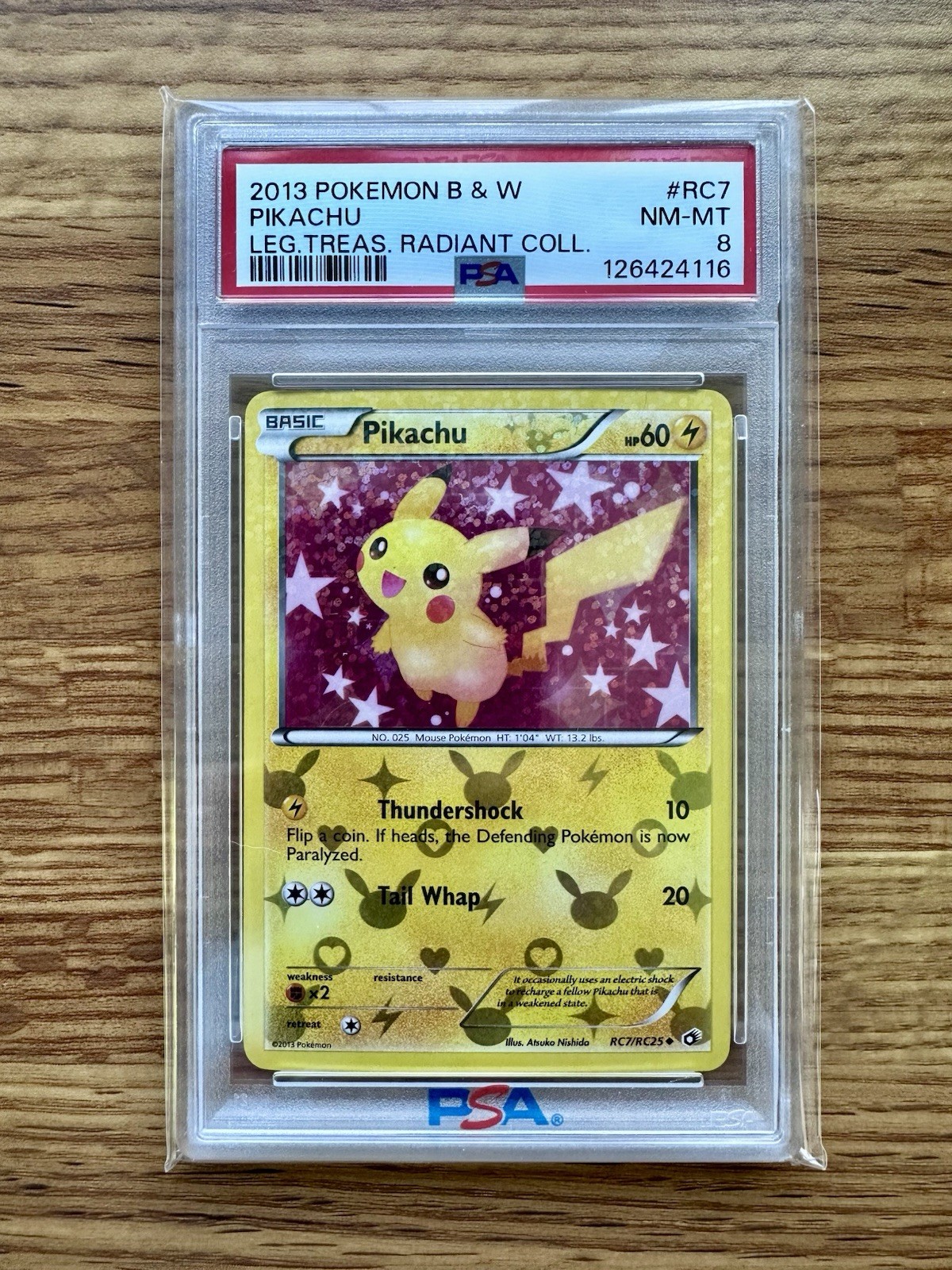 2013 Pokemon Legendary Treasures Radiant Collection Pikachu RC7 PSA 8
