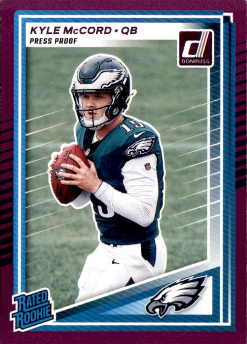 2025 Panini Donruss Kyle McCord Purple Press Proof Rated Rookie #325 RC Eagles