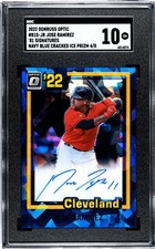2022 Donruss Optic Jose Ramirez SGC 10 Auto Navy Blue Cracked Ice Prizm /8