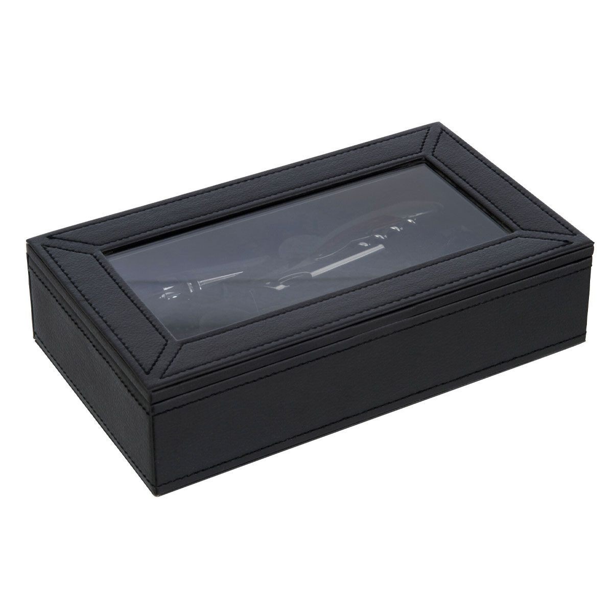Boîte de 6 accessoires pour vin Ezra noir de 23cm de hauteur