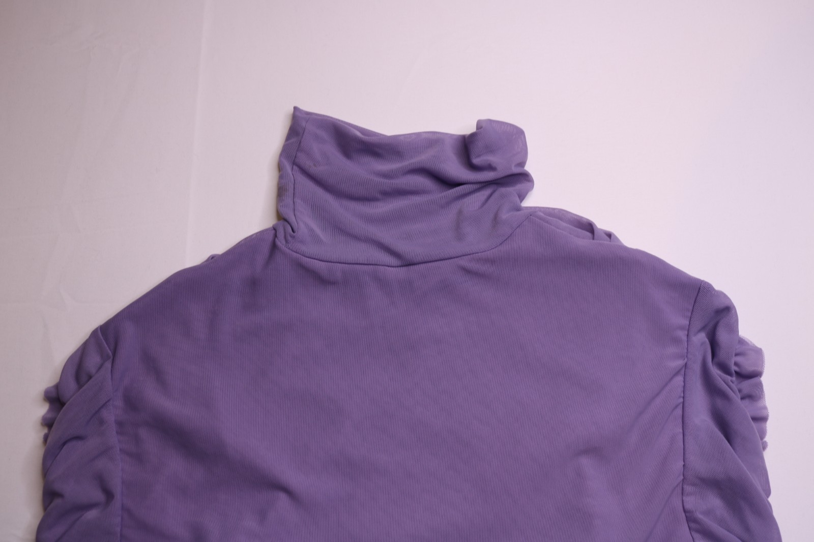 Shein Modelyn Gathered Trim Mesh Ruched Women's Shirt - Size M-6 - Color Purple image 6
