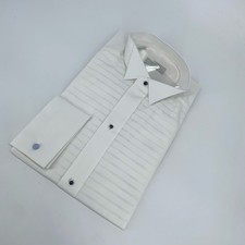 Eton Dress Shirt Men M 15 3/4 - 40 White Self Striped Contemporary Fit Button Up