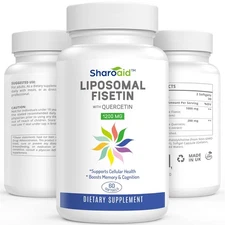 Sharoaid Liposomal Fisetin Quercetin 1200mg Antioxidant Supplement 60 Softgels