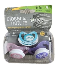 Tommee Tippee Closer to Nature Silicone Pastel Colors Pacifiers 1/2 pk Age 0-6M