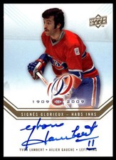 2008-09 UD Montreal Canadiens Centennial Habs INKS Yvon Lambert Auto #HABS-YL