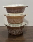 Vintage Pyrex Woodland Brown Casserole Dish Set #471, #472,#473