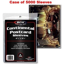Case 5000 BCW Continental Postcard Soft Poly Sleeves 4 3/8x6 archival protector